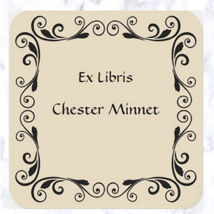 Abstract bladeren en wervelingen Bookplate Vierkante Sticker