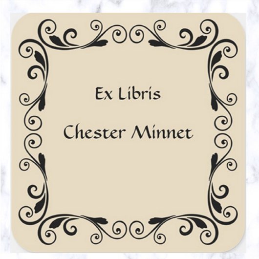 Abstract bladeren en wervelingen Bookplate Vierkante Sticker