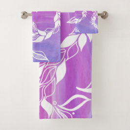Abstract bladontwerp op roze achtergrond bad handdoek