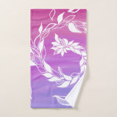 Abstract bladontwerp op roze achtergrond bad handdoek (Handdoek)