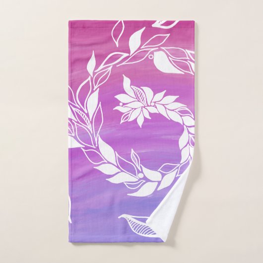 Abstract bladontwerp op roze achtergrond bad handdoek (Handdoek)