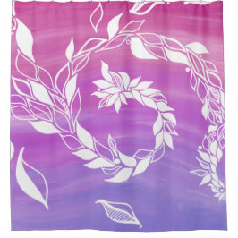 Abstract bladontwerp op roze achtergrond douchegordijn