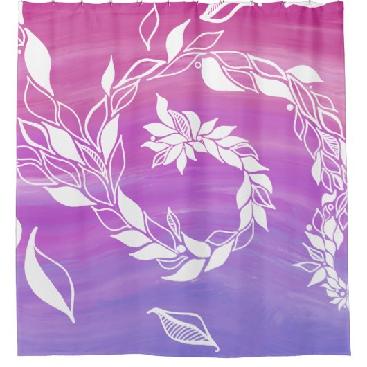 Abstract bladontwerp op roze achtergrond douchegordijn (Voorkant)