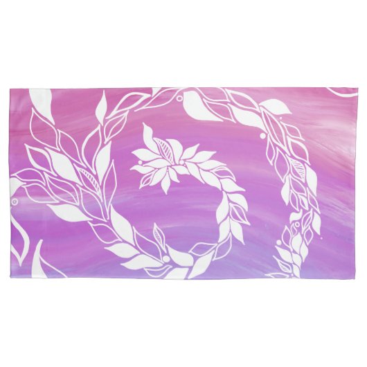 Abstract bladontwerp op roze achtergrond kussensloop (Voorkant)