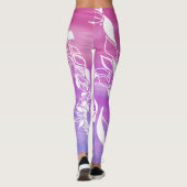 Abstract bladontwerp op roze achtergrond leggings (Achterkant)