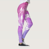 Abstract bladontwerp op roze achtergrond leggings (Rechts)