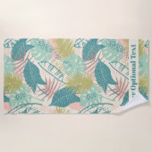 Abstract bladpatroon handdoek met eigen tekst (Voorkant)