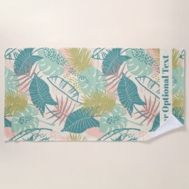 Abstract bladpatroon handdoek met eigen tekst