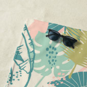 Abstract bladpatroon handdoek met eigen tekst (In situ)