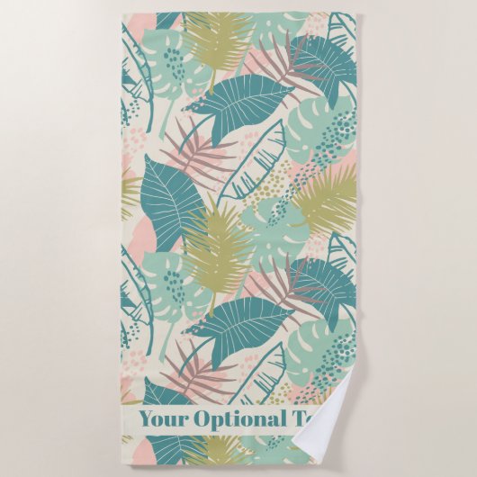 Abstract bladpatroon handdoek met eigen tekst (Voorkant)