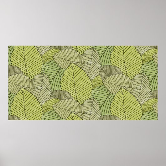 Abstract bladpatroon kleurig poster (Voorkant)