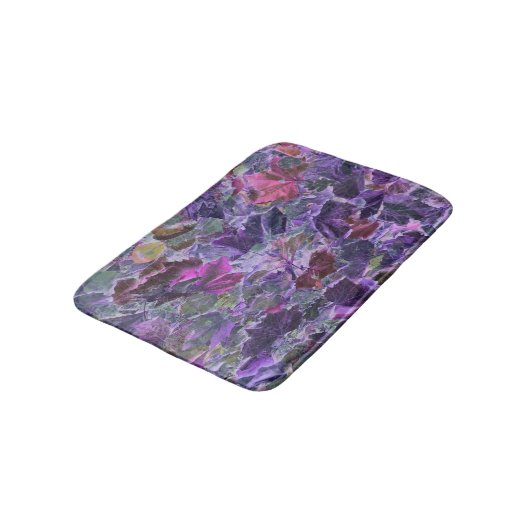 Abstract bladpatroon roze paars badmat (Gekanteld)