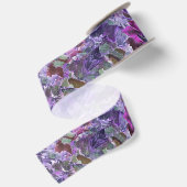 Abstract bladpatroon roze Paarse bladeren Satijnen Lint (Achterkant)