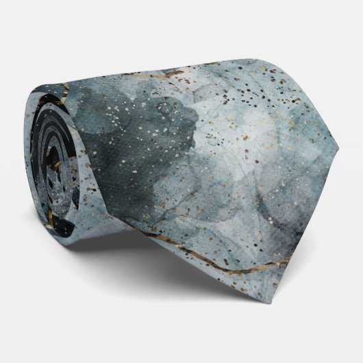 Abstract blau en grijs herenmode stropdas (Opgerold)