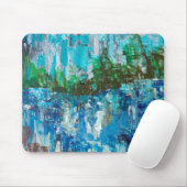 Abstract Blau en Groen Gestructureerd Landschap Muismat (Met muis)