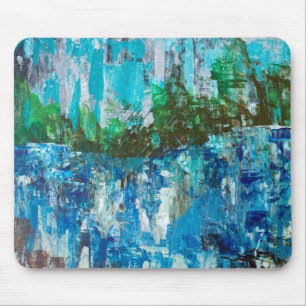 Abstract Blau en Groen Gestructureerd Landschap Muismat