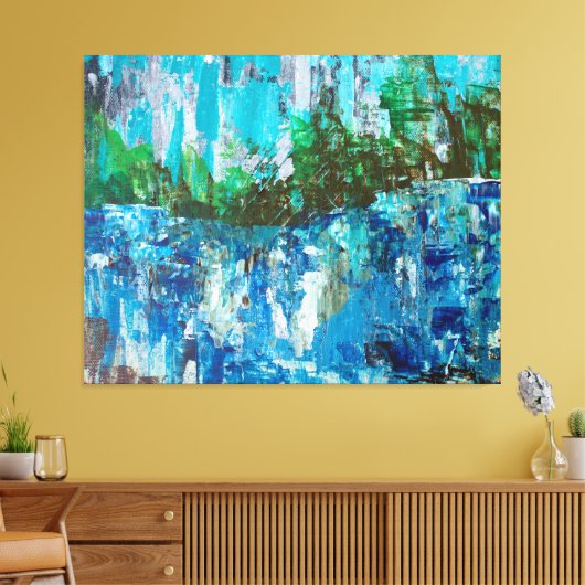 Abstract Blau en Groen Textuur Landschap Canvas Afdruk (Insitu (Woonkamer))
