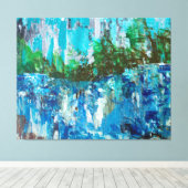 Abstract Blau en Groen Textuur Landschap Canvas Afdruk (Insitu (Houten vloer))