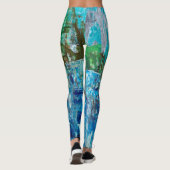 Abstract Blau en Groen Textuur Landschap Leggings (Achterkant)