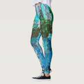 Abstract Blau en Groen Textuur Landschap Leggings (Links)