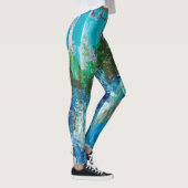 Abstract Blau en Groen Textuur Landschap Leggings (Rechts)
