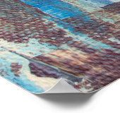 Abstract Blau en Groen Textuur Landschap Poster (Hoek)