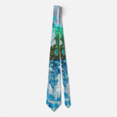 Abstract Blau en Groen Textuur Landschap Stropdas (Voorkant)