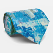Abstract Blau en Groen Textuur Landschap Stropdas (Opgerold)