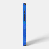 Abstract Blau Fractale Vlam Zwarte Monogram iPhone Hoesje (Linkerkant)