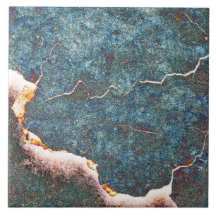 Abstract Blau Gebarsten Steen Roest Tegeltje