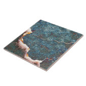 Abstract Blau Gebarsten Steen Roest Tegeltje (Zijkant)