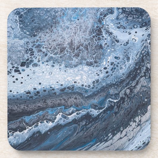 Abstract Blau & Grijs Oceaandrift Bier Onderzetter (Voorkant)