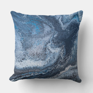 Abstract Blau & Grijs Oceaandrift Kussen