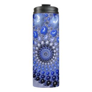 Abstract Blau Ombre Fractal Bellen Thermosbeker