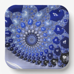 Abstract Blau Ombre Fractale Bellen Papieren Bordje