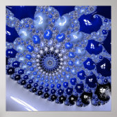 Abstract blau ombre fractale bellen poster (Voorkant)