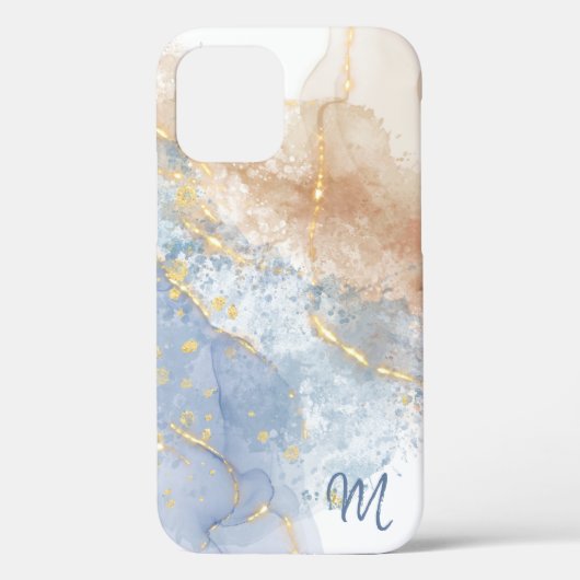 Abstract blau, taupe en gouden Case-Mate iPhone-ho iPhone Case (Achterkant)