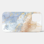 Abstract blau, taupe en gouden Case-Mate iPhone-ho iPhone Case (Achterkant (horizontaal))
