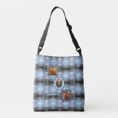 Abstract Blauw 3 Foto Paard Pet Collage en Naam Crossbody Tas (Achterkant)