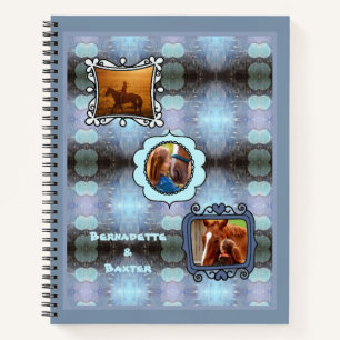 Abstract Blauw 3 Foto Paard Pet Collage en Naam Notitieboek