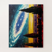 Abstract Blauw Aqua Geel Sky Fun Scene Legpuzzel (Verticaal)