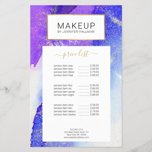 Abstract Blauw Aquarel met Nep Goudstof Flyer (Voorkant)