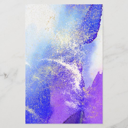 Abstract Blauw Aquarel met Nep Goudstof Flyer (Achterkant)