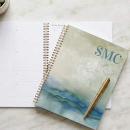 Abstract Blauw Aquarel Monogram Planner
