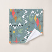 Abstract blauw atoomiconisch hedendaags patroon bad handdoek (Wasdoekje)