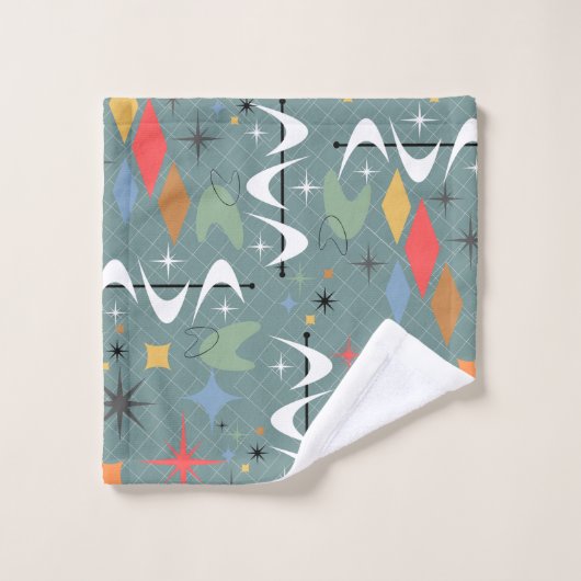 Abstract blauw atoomiconisch hedendaags patroon bad handdoek (Wasdoekje)