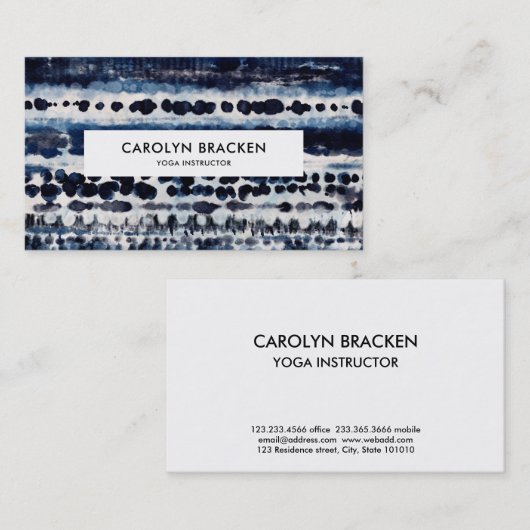 Abstract blauw beeld Waterverf elegant patroon Visitekaartje (Voorkant / Achterkant)