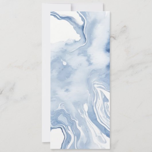 Abstract Blauw Beige Kustbruiloft Menu Kaart (Achterkant)