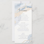 Abstract Blauw Beige Kustbruiloft Menu Kaart (Voorkant)