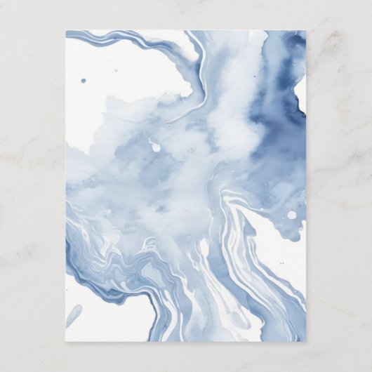 Abstract blauw beige kuststrand bruiloft detail informatiekaartje (Achterkant)